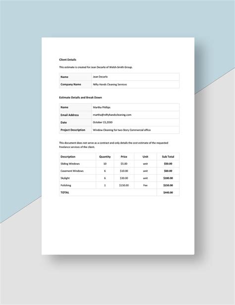 Window Cleaning Template Excel