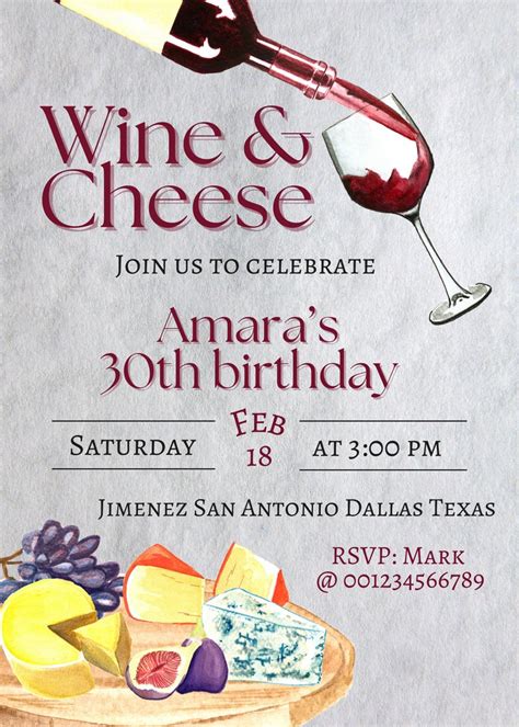 Wine and Cheese Invitation Template