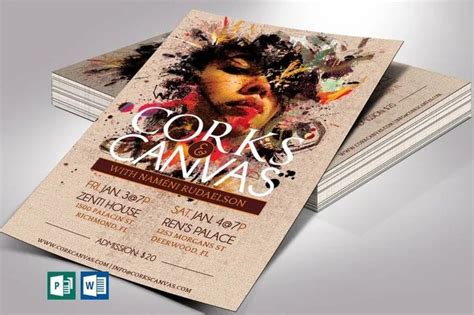 A wine and canvas flyer template example