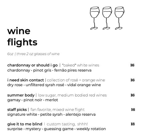 Wine Flight Menu