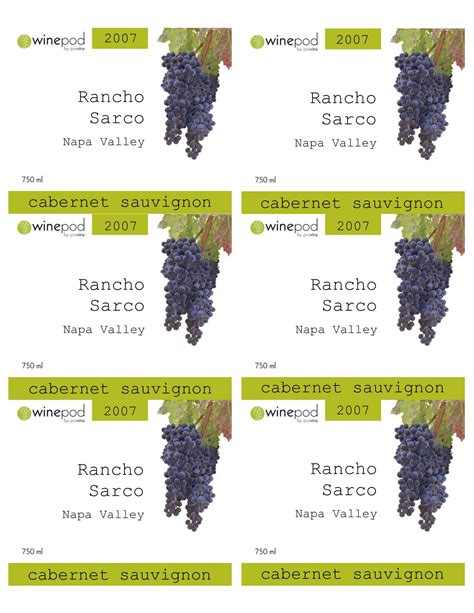 Wine labels for Word