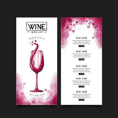 Wine Menu Template Example 4