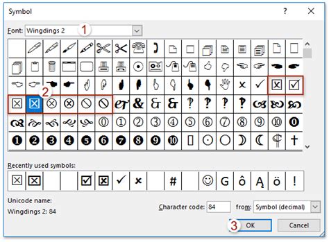 Inserting a Checkbox Symbol using Wingdings Font