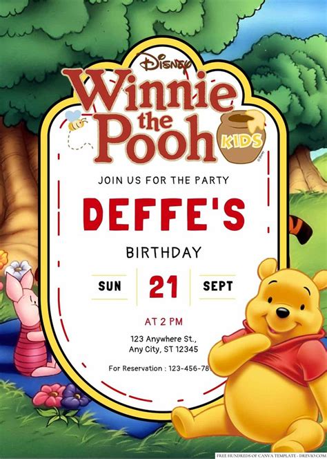 Winnie the Pooh birthday party invitation