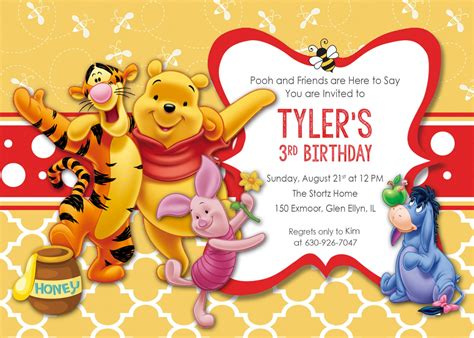 Winnie the Pooh invitation card template