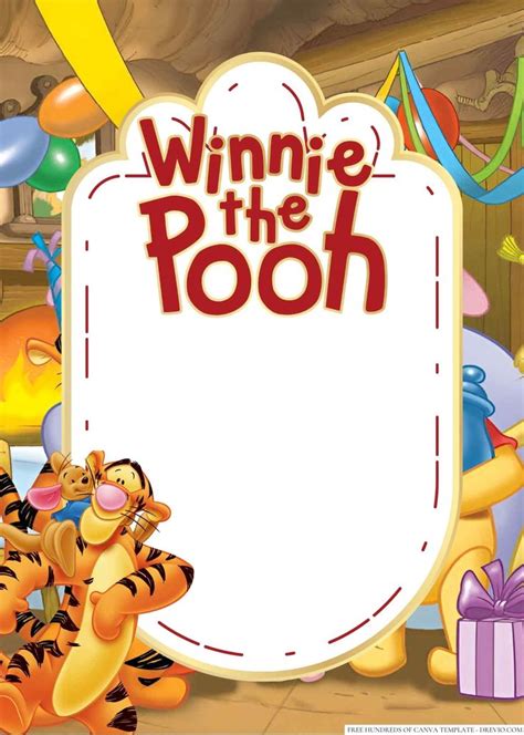 Winnie the Pooh invitation template with a photo