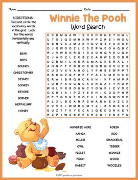 Winnie the Pooh word search