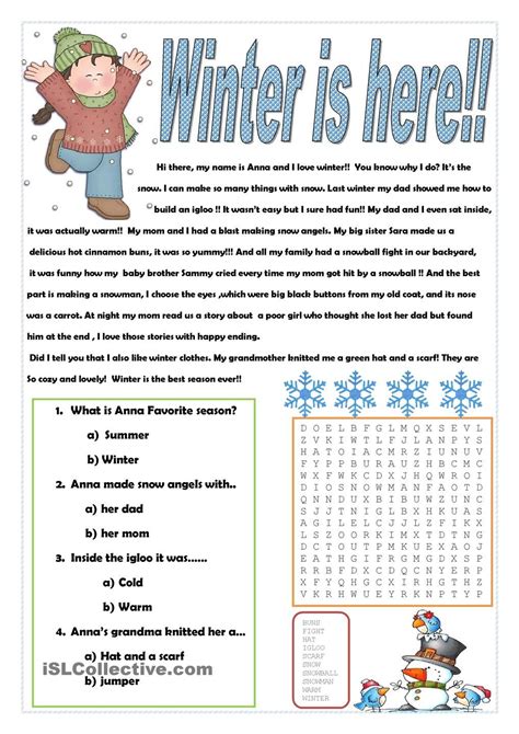 Winter literacy for kids