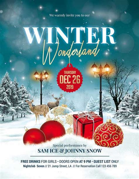 Winter Wonderland Christmas Party Flyer Template