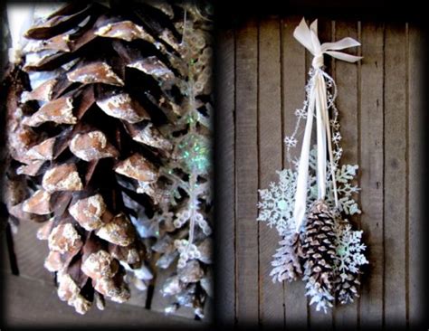 Winter Wonderland with Pinecones and Ornaments