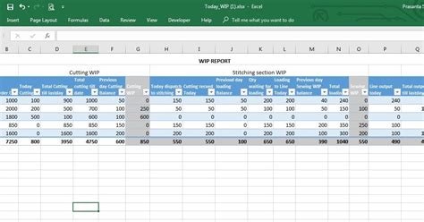 WIP Report Template Excel Example 9