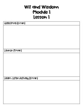 Wit and Wisdom Lesson Plan Template