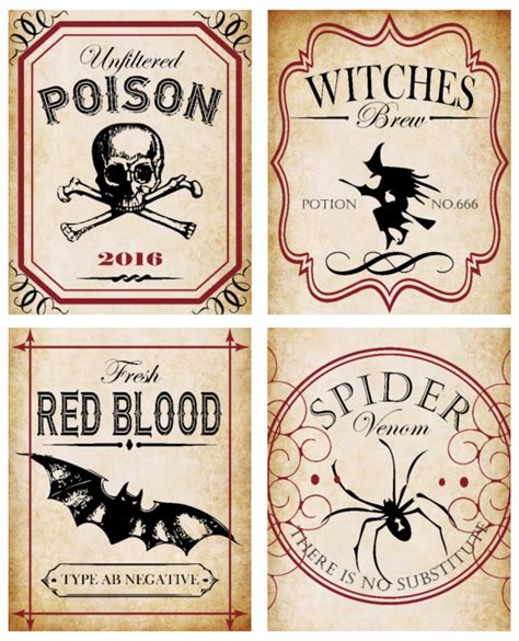 Witch's brew potion labels