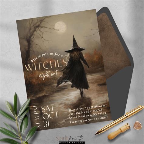 Witchy Halloween invitations