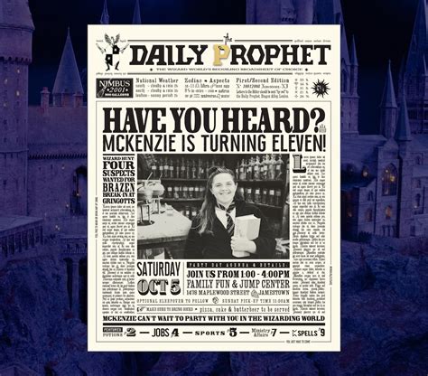 Wizarding Newspaper Invitation