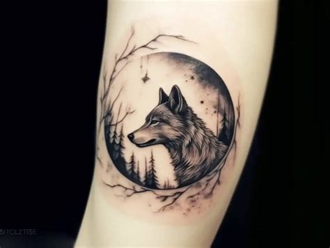 Wolf and moon tattoo designs