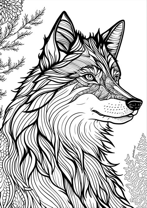 Wolf coloring pages for adults gallery