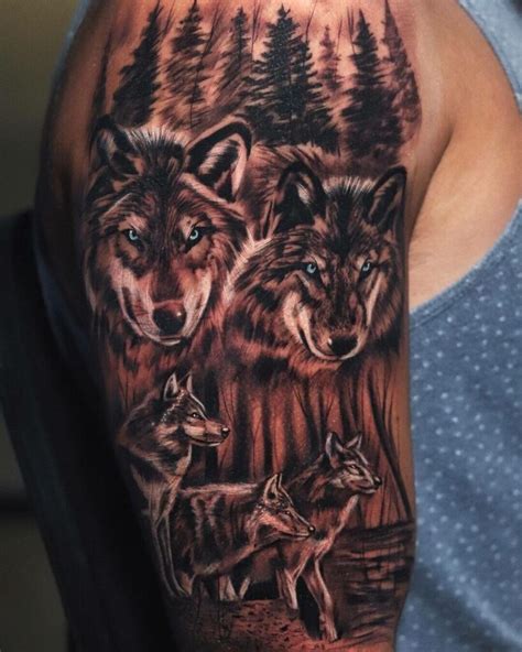 Wolf pack tattoo design