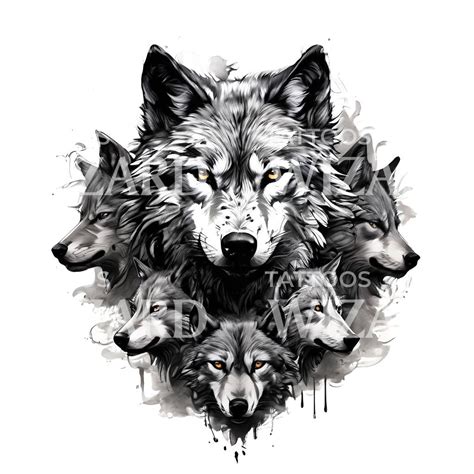 Wolf pack tattoo design variety