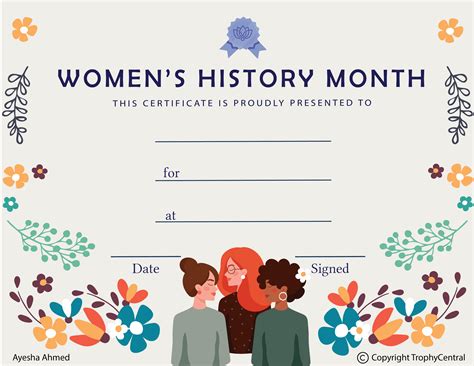 Women's History Month Certificate