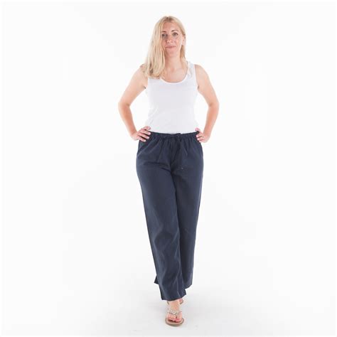 Womens Navy Linen Pants