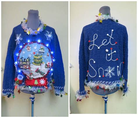 Women's Snow Globe Sweater with Flashing Lights