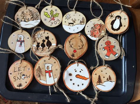 Wood burning Christmas decorations