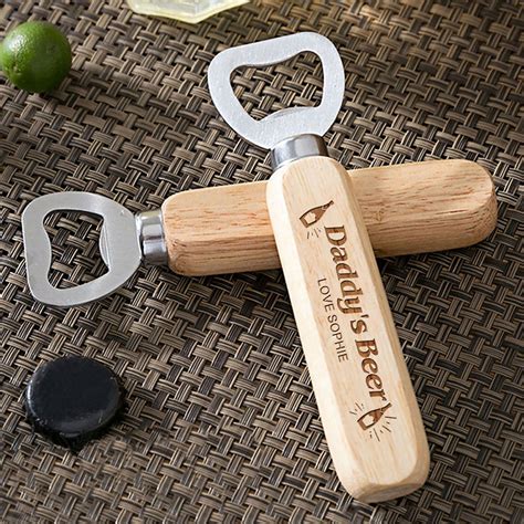 Wooden bottle opener with engraved design template