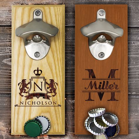 Wooden bottle opener with magnetic catch template