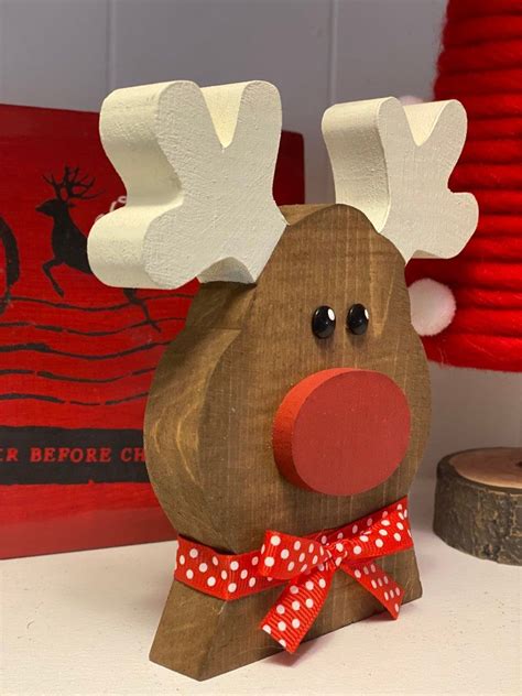 A wooden reindeer decoration for Christmas