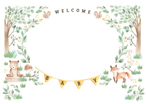 Woodland Creatures Pregnancy Announcement Template