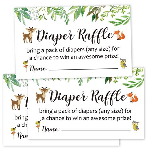 Woodland Nature Diaper Raffle Tickets