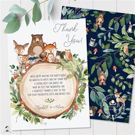 Woodland wonderland thank you card