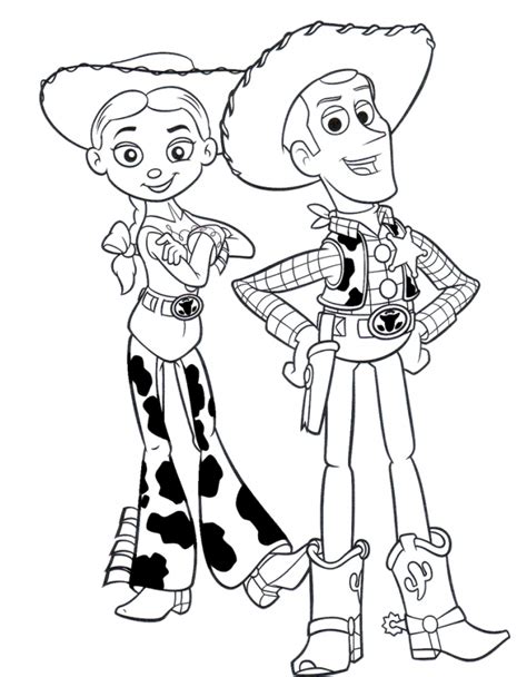 Woody and Jessie coloring page