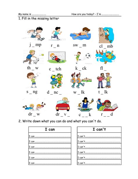 Word Fill-Ins Exercise