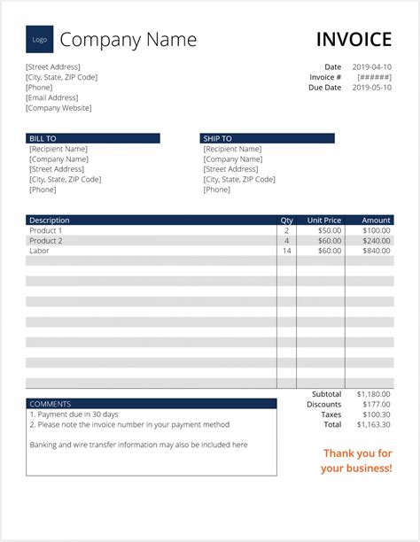 Word Invoice Template