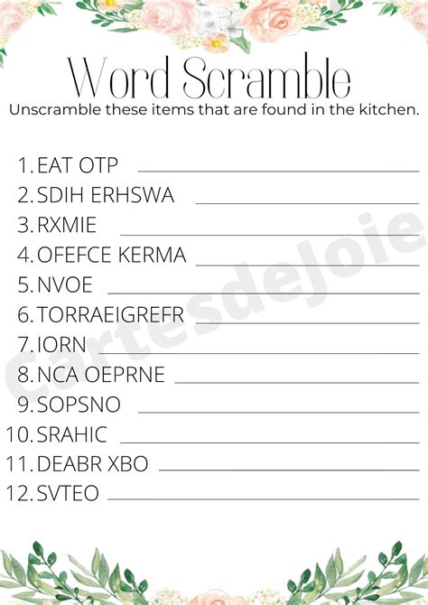 Word Scramble Template