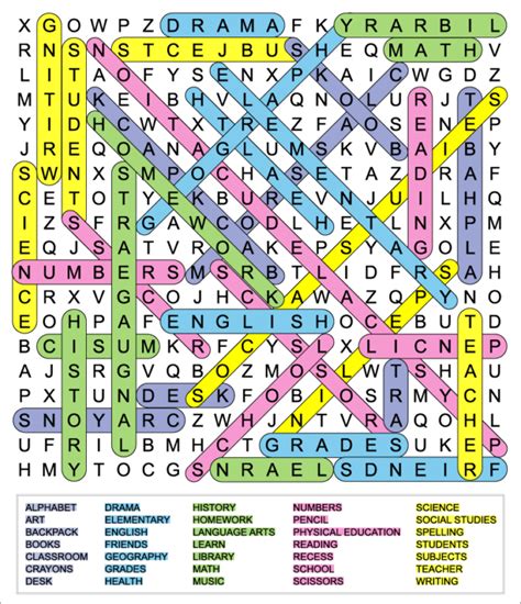 Word Search Answer Key Examples