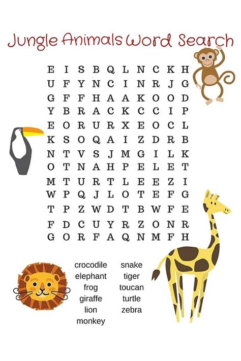 A fun word search puzzle for kids