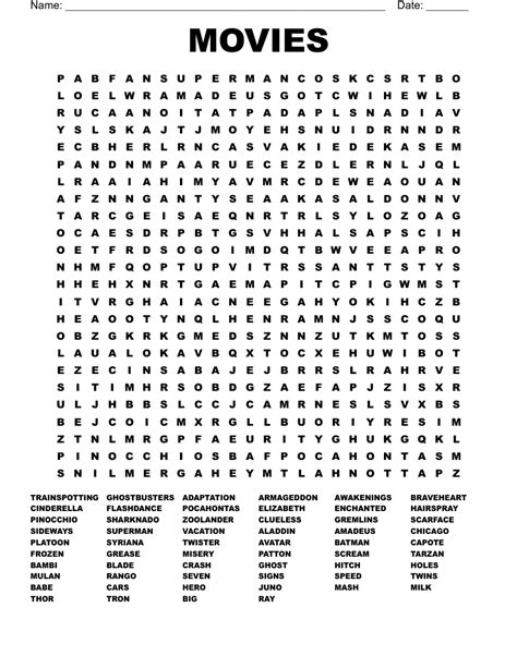 Word Search Movies