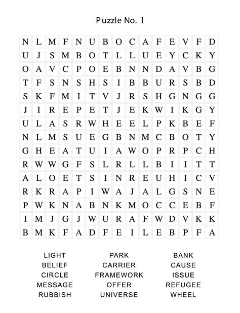 Word Search Printable Examples