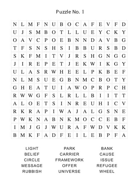 Example of a Word Search Puzzle with a Hidden Message