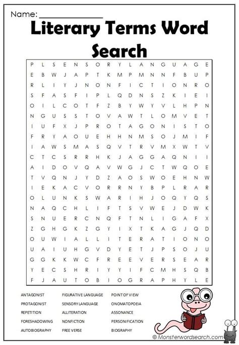 Word search puzzle literature