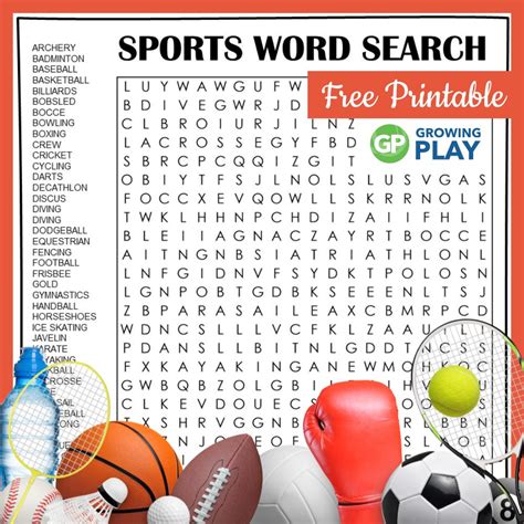 Word search puzzle sports