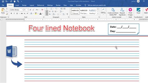 Using a table to create a lined paper template