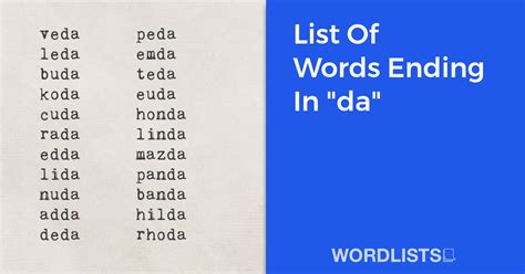 Words that end with -da