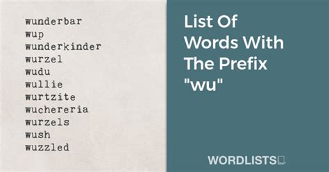 Words That Start With Wu