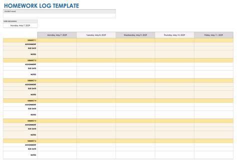 Work Log Template Excel 7