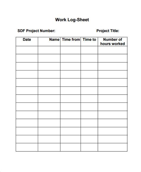 Work Log Template Excel Download