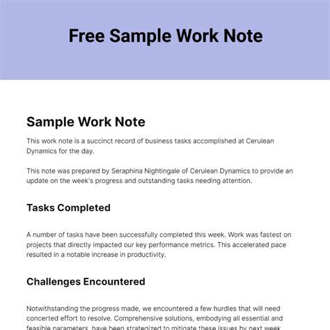 Work Note Template Benefits